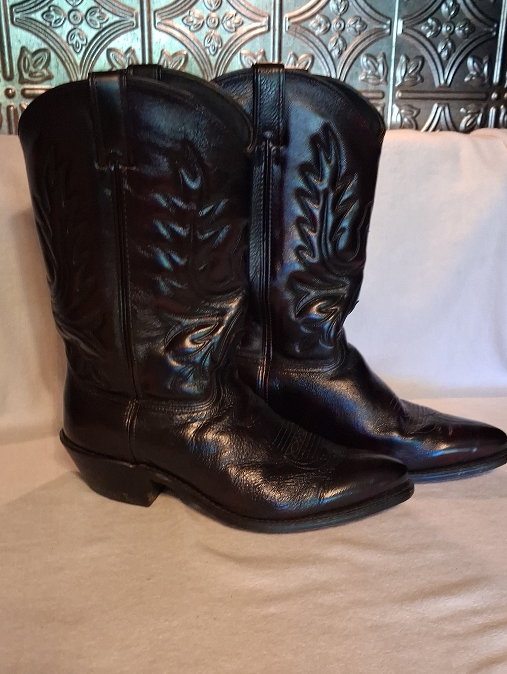 Abilene Boot Co. Black Cherry Leather Western Cowboy Boots 6461